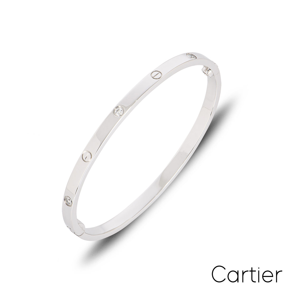 Cartier White Gold 6 Diamond SM Love Bracelet Size 18 B6047718